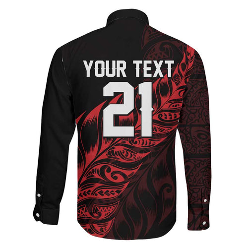 New Zealand Lawn Bowls Custom Family Matching Off The Shoulder Long Sleeve Dress and Hawaiian Shirt Red Maori Warrior Tribal Silver Fern - Aussie Hoodie