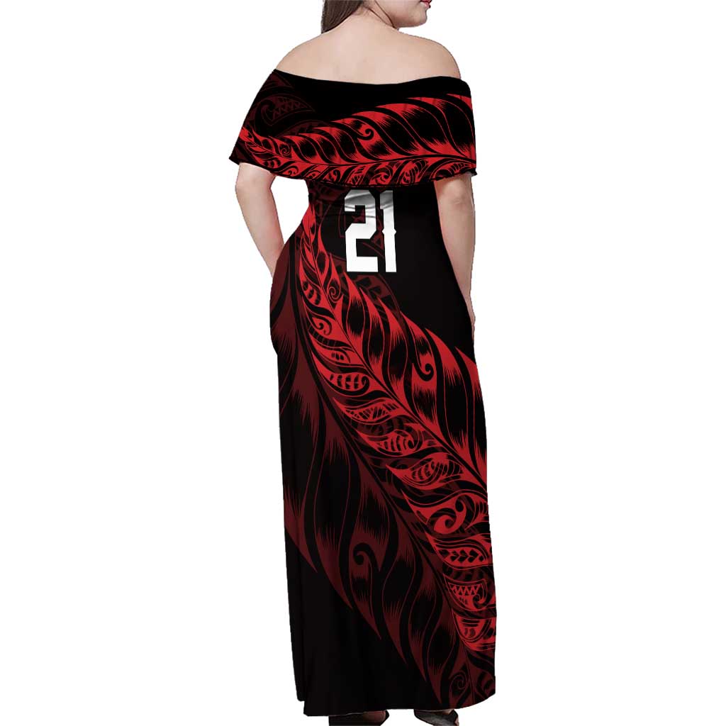 New Zealand Lawn Bowls Custom Family Matching Off Shoulder Maxi Dress and Hawaiian Shirt Red Maori Warrior Tribal Silver Fern - Aussie Hoodie