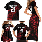 New Zealand Lawn Bowls Custom Family Matching Short Sleeve Bodycon Dress and Hawaiian Shirt Red Maori Warrior Tribal Silver Fern - Aussie Hoodie