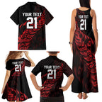 New Zealand Lawn Bowls Custom Family Matching Tank Maxi Dress and Hawaiian Shirt Red Maori Warrior Tribal Silver Fern - Aussie Hoodie