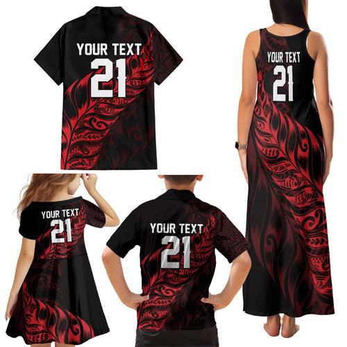 New Zealand Lawn Bowls Custom Family Matching Tank Maxi Dress and Hawaiian Shirt Red Maori Warrior Tribal Silver Fern - Aussie Hoodie