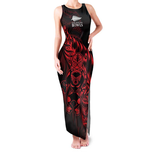 New Zealand Lawn Bowls Custom Family Matching Tank Maxi Dress and Hawaiian Shirt Red Maori Warrior Tribal Silver Fern - Aussie Hoodie