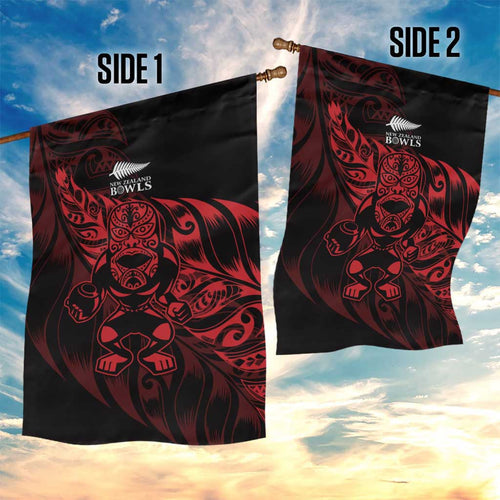 New Zealand Lawn Bowls Garden Flag Red Maori Warrior Tribal Silver Fern - Aussie Hoodie