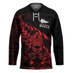 New Zealand Lawn Bowls Custom Hockey Jersey Red Maori Warrior Tribal Silver Fern - Aussie Hoodie