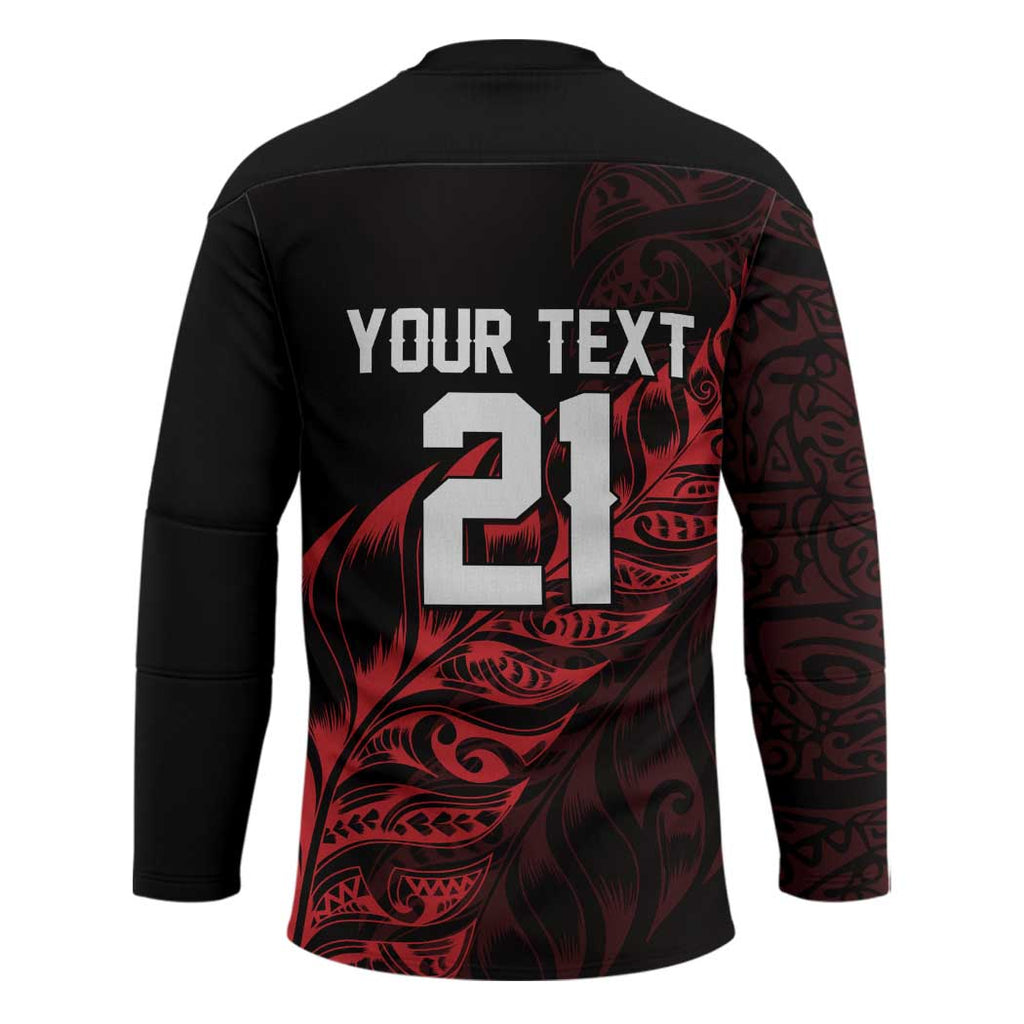 New Zealand Lawn Bowls Custom Hockey Jersey Red Maori Warrior Tribal Silver Fern - Aussie Hoodie