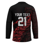 New Zealand Lawn Bowls Custom Hockey Jersey Red Maori Warrior Tribal Silver Fern - Aussie Hoodie