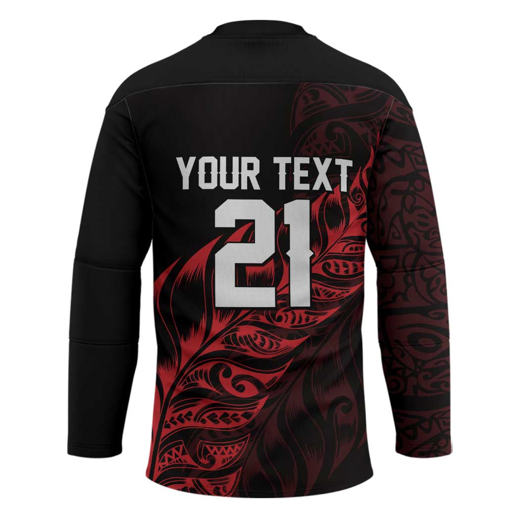 New Zealand Lawn Bowls Custom Hockey Jersey Red Maori Warrior Tribal Silver Fern - Aussie Hoodie