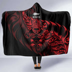 New Zealand Lawn Bowls Hooded Blanket Red Maori Warrior Tribal Silver Fern - Aussie Hoodie