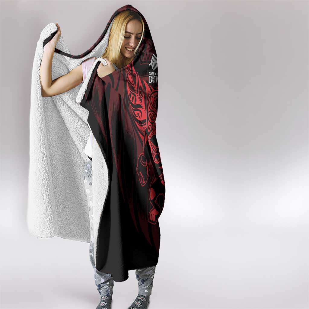 New Zealand Lawn Bowls Hooded Blanket Red Maori Warrior Tribal Silver Fern - Aussie Hoodie