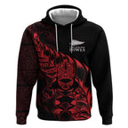 New Zealand Lawn Bowls Custom Hoodie Red Maori Warrior Tribal Silver Fern - Aussie Hoodie
