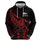 New Zealand Lawn Bowls Custom Hoodie Red Maori Warrior Tribal Silver Fern - Aussie Hoodie