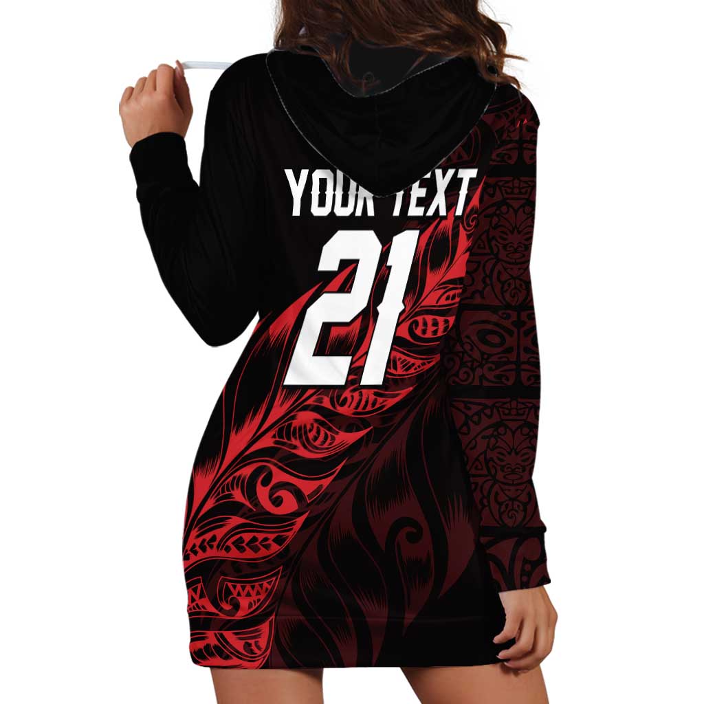 New Zealand Lawn Bowls Custom Hoodie Dress Red Maori Warrior Tribal Silver Fern - Aussie Hoodie