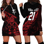 New Zealand Lawn Bowls Custom Hoodie Dress Red Maori Warrior Tribal Silver Fern - Aussie Hoodie