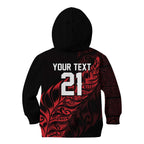 New Zealand Lawn Bowls Custom Kid Hoodie Red Maori Warrior Tribal Silver Fern - Aussie Hoodie