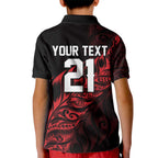 New Zealand Lawn Bowls Custom Kid Polo Shirt Red Maori Warrior Tribal Silver Fern - Aussie Hoodie