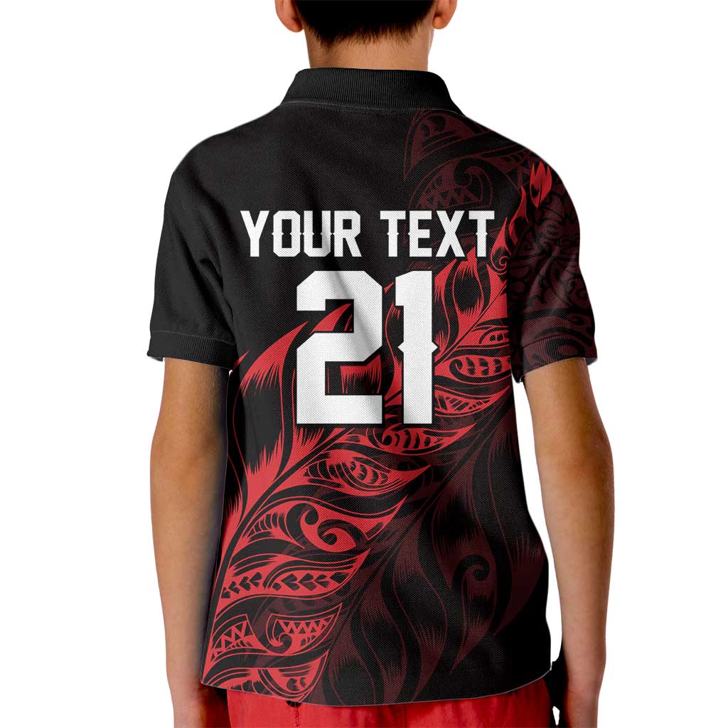 New Zealand Lawn Bowls Custom Kid Polo Shirt Red Maori Warrior Tribal Silver Fern - Aussie Hoodie