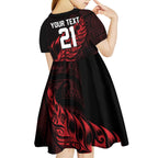 New Zealand Lawn Bowls Custom Kid Short Sleeve Dress Red Maori Warrior Tribal Silver Fern - Aussie Hoodie