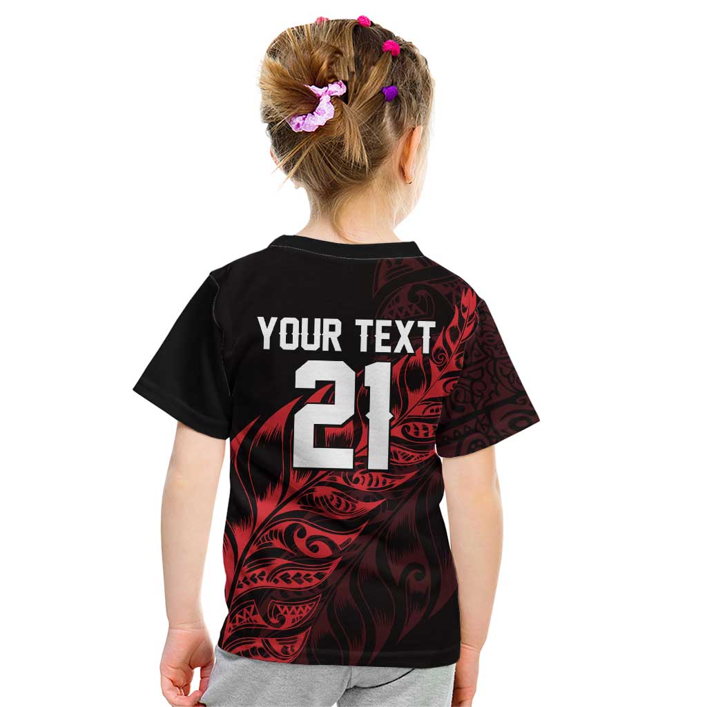 New Zealand Lawn Bowls Custom Kid T Shirt Red Maori Warrior Tribal Silver Fern - Aussie Hoodie