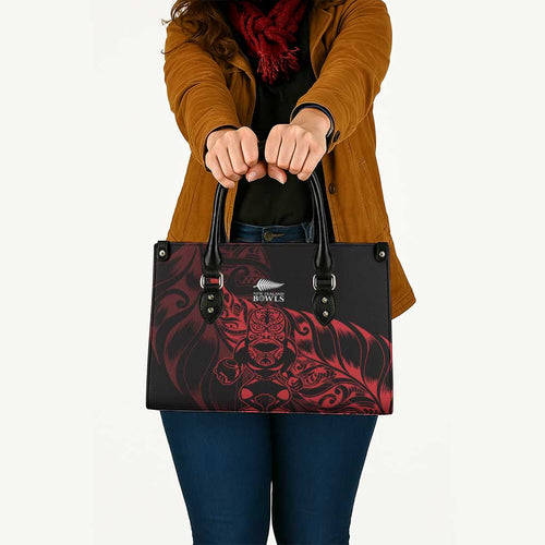 New Zealand Lawn Bowls Leather Bag Red Maori Warrior Tribal Silver Fern - Aussie Hoodie