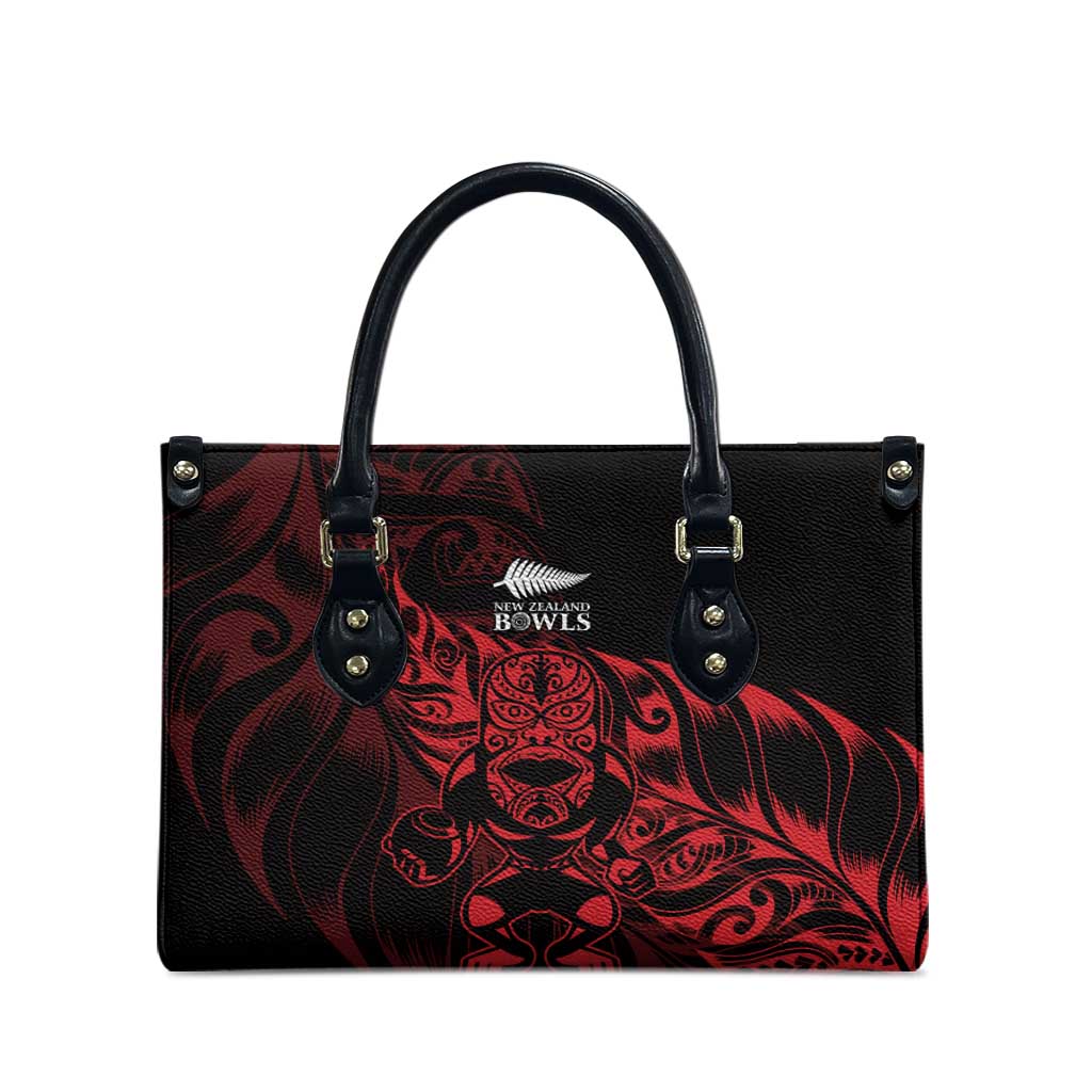 New Zealand Lawn Bowls Leather Bag Red Maori Warrior Tribal Silver Fern - Aussie Hoodie
