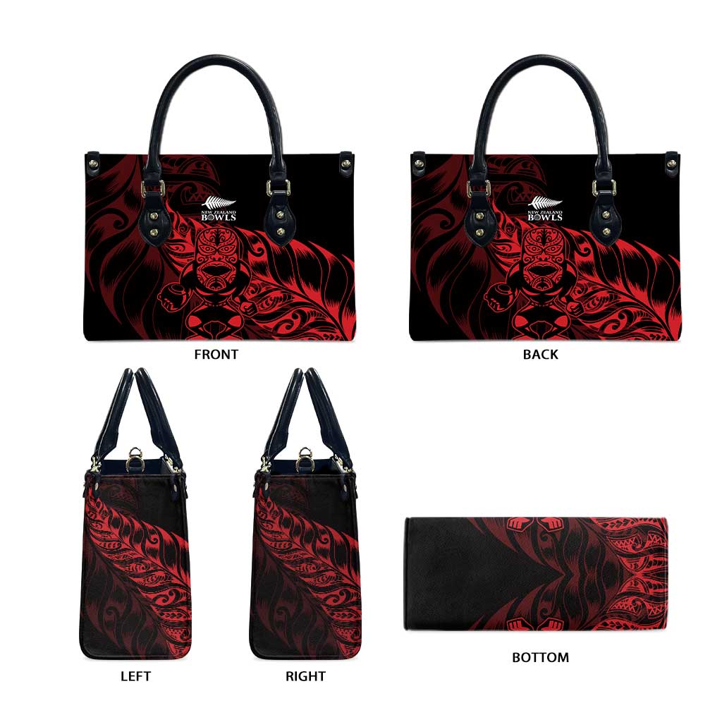 New Zealand Lawn Bowls Leather Bag Red Maori Warrior Tribal Silver Fern - Aussie Hoodie