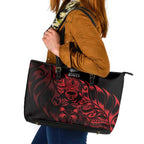 New Zealand Lawn Bowls Leather Tote Bag Red Maori Warrior Tribal Silver Fern - Aussie Hoodie