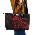 New Zealand Lawn Bowls Leather Tote Bag Red Maori Warrior Tribal Silver Fern - Aussie Hoodie