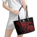 New Zealand Lawn Bowls Leather Tote Bag Red Maori Warrior Tribal Silver Fern - Aussie Hoodie