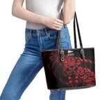 New Zealand Lawn Bowls Leather Tote Bag Red Maori Warrior Tribal Silver Fern - Aussie Hoodie