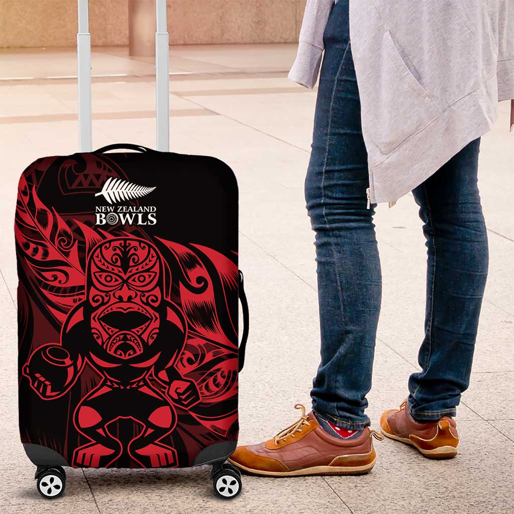 New Zealand Lawn Bowls Luggage Cover Red Maori Warrior Tribal Silver Fern - Aussie Hoodie
