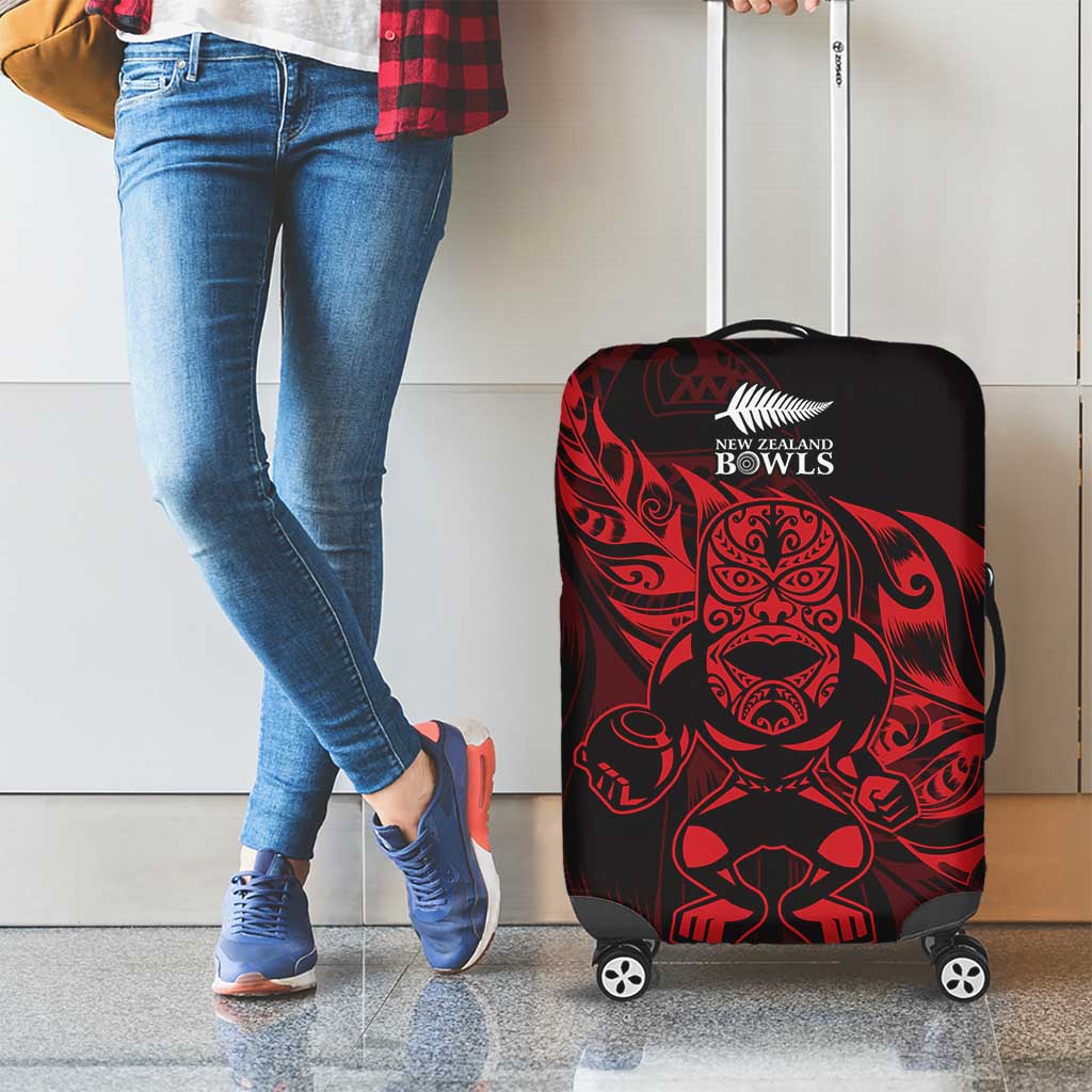 New Zealand Lawn Bowls Luggage Cover Red Maori Warrior Tribal Silver Fern - Aussie Hoodie