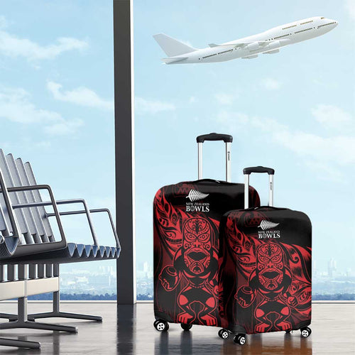 New Zealand Lawn Bowls Luggage Cover Red Maori Warrior Tribal Silver Fern - Aussie Hoodie