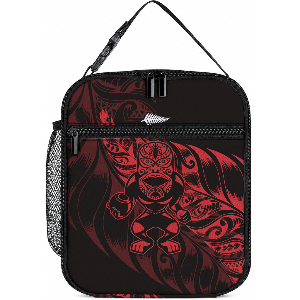 New Zealand Lawn Bowls Lunch Bag Red Maori Warrior Tribal Silver Fern