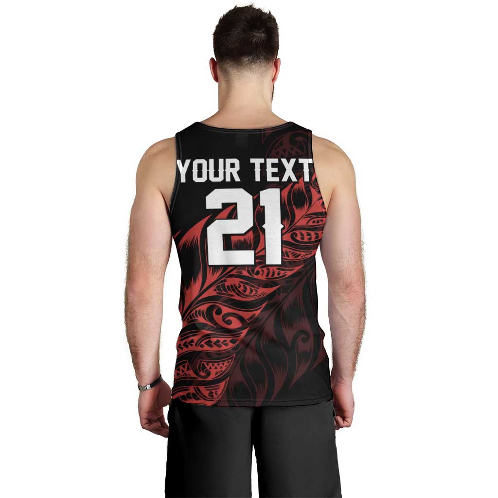 New Zealand Lawn Bowls Custom Men Tank Top Red Maori Warrior Tribal Silver Fern - Aussie Hoodie