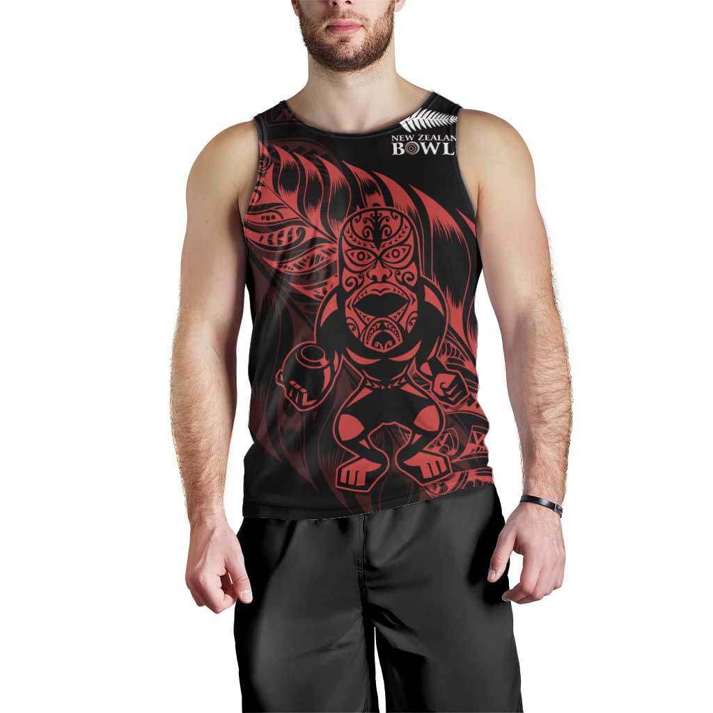 New Zealand Lawn Bowls Custom Men Tank Top Red Maori Warrior Tribal Silver Fern - Aussie Hoodie
