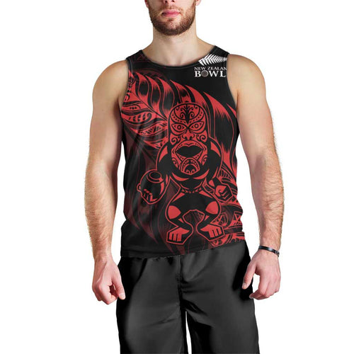 New Zealand Lawn Bowls Custom Men Tank Top Red Maori Warrior Tribal Silver Fern - Aussie Hoodie