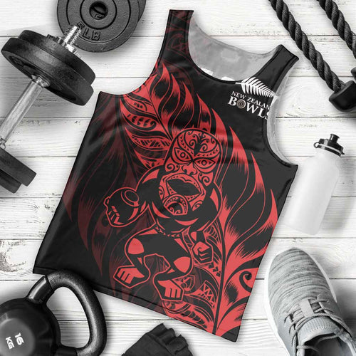 New Zealand Lawn Bowls Custom Men Tank Top Red Maori Warrior Tribal Silver Fern - Aussie Hoodie