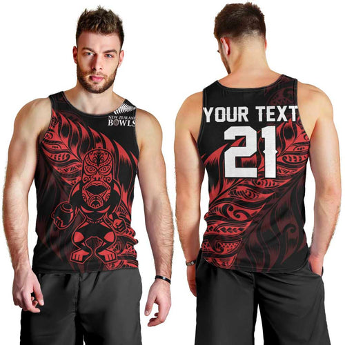 New Zealand Lawn Bowls Custom Men Tank Top Red Maori Warrior Tribal Silver Fern - Aussie Hoodie