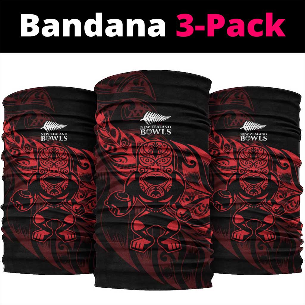 New Zealand Lawn Bowls Neck Gaiter Red Maori Warrior Tribal Silver Fern - Aussie Hoodie