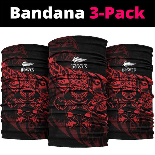 New Zealand Lawn Bowls Neck Gaiter Red Maori Warrior Tribal Silver Fern - Aussie Hoodie