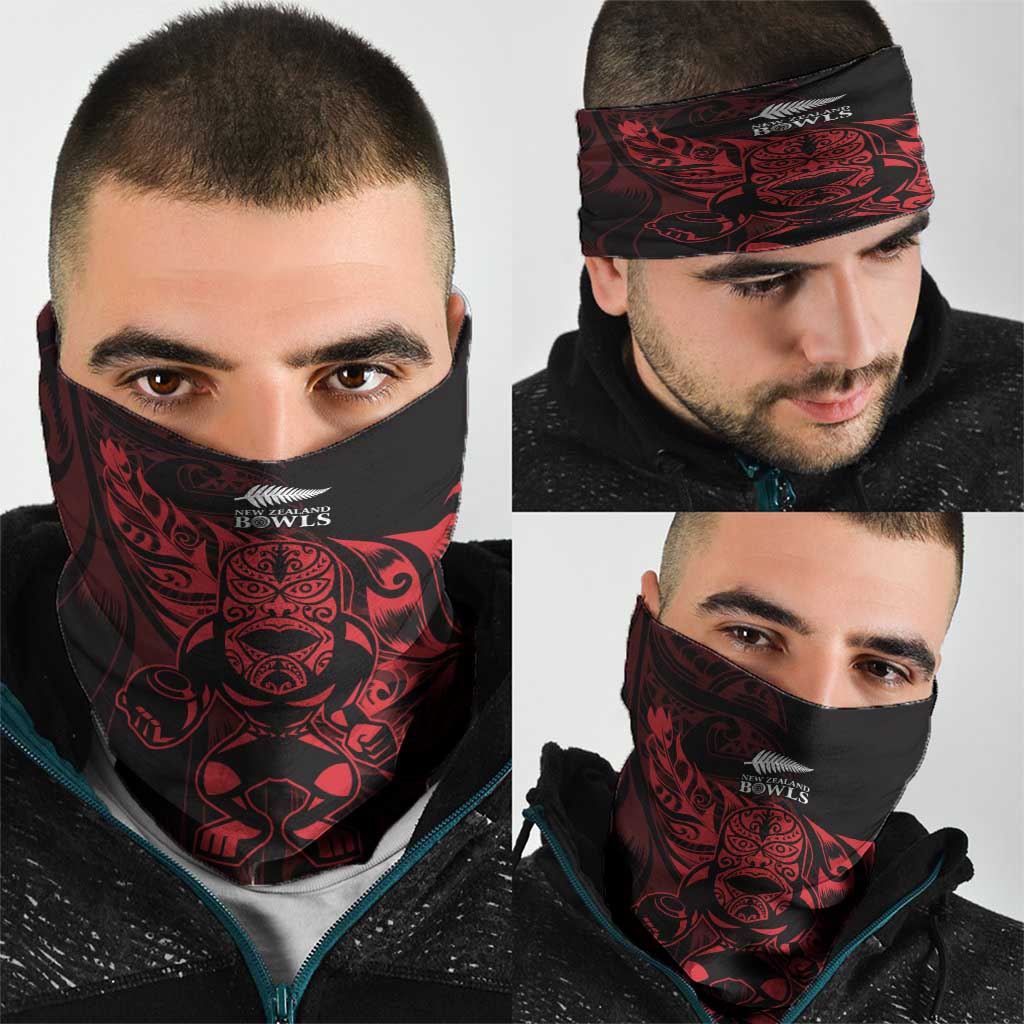 New Zealand Lawn Bowls Neck Gaiter Red Maori Warrior Tribal Silver Fern - Aussie Hoodie