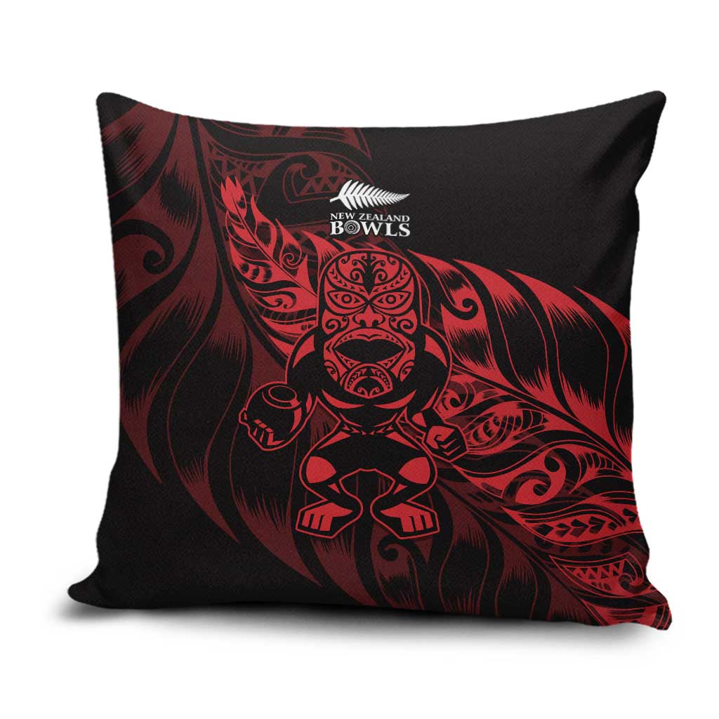 New Zealand Lawn Bowls Pillow Cover Red Maori Warrior Tribal Silver Fern - Aussie Hoodie