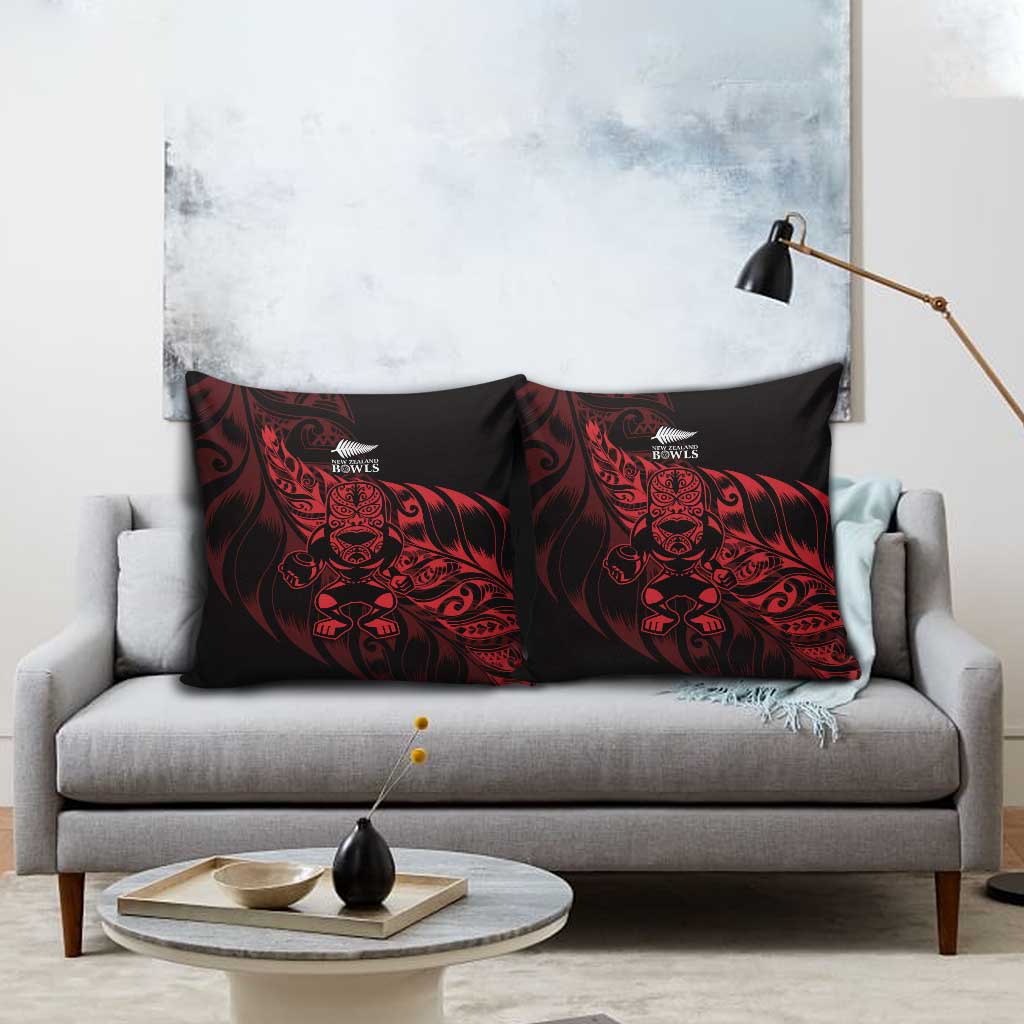 New Zealand Lawn Bowls Pillow Cover Red Maori Warrior Tribal Silver Fern - Aussie Hoodie
