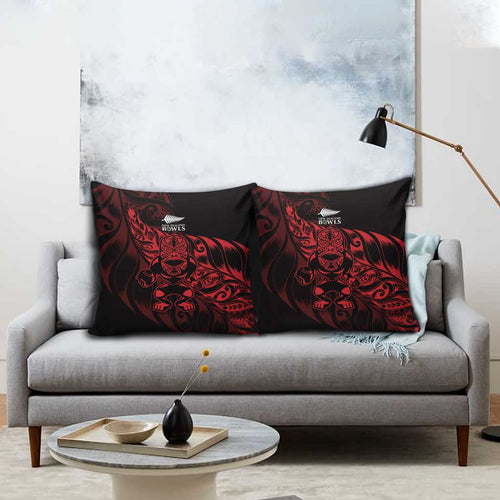New Zealand Lawn Bowls Pillow Cover Red Maori Warrior Tribal Silver Fern - Aussie Hoodie