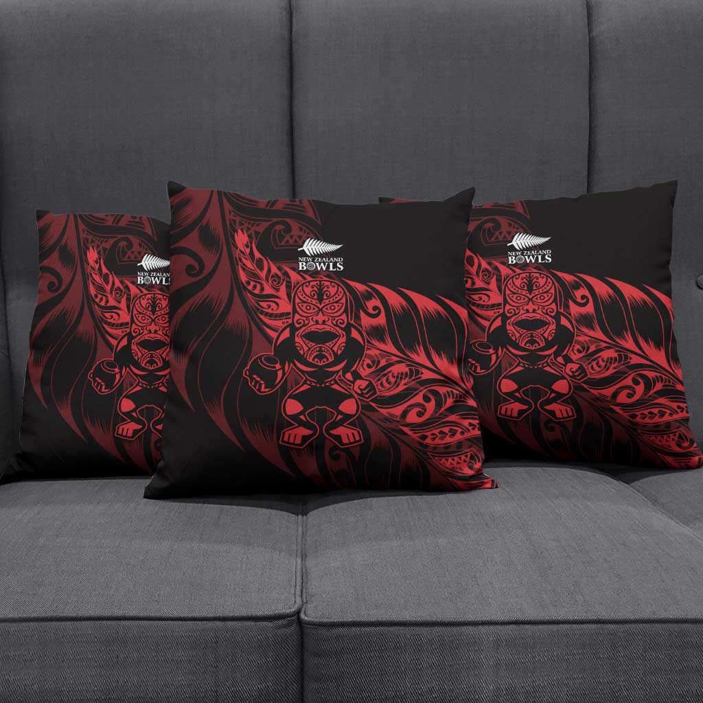 New Zealand Lawn Bowls Pillow Cover Red Maori Warrior Tribal Silver Fern - Aussie Hoodie