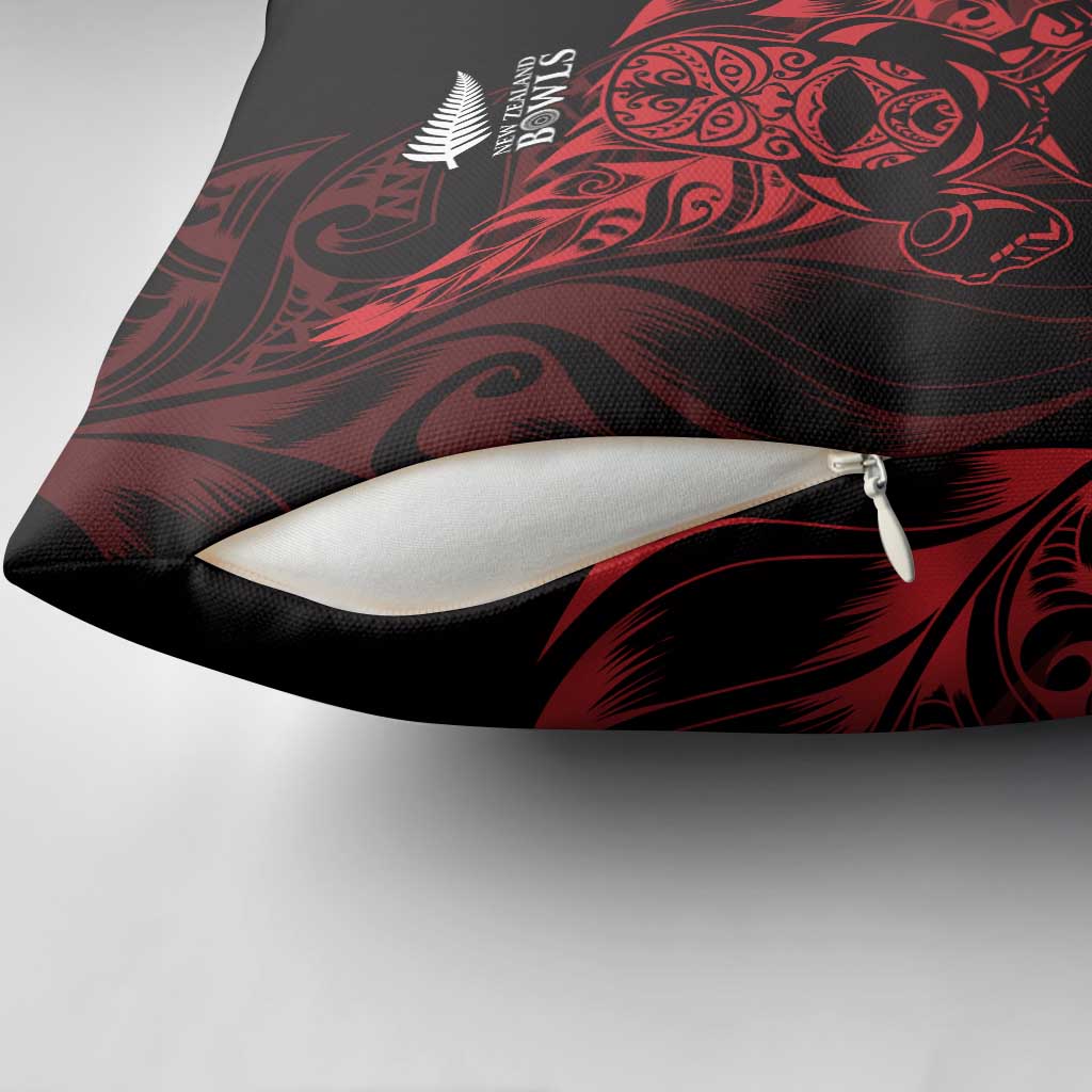 New Zealand Lawn Bowls Pillow Cover Red Maori Warrior Tribal Silver Fern - Aussie Hoodie