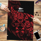 New Zealand Lawn Bowls Puzzle Red Maori Warrior Tribal Silver Fern - Aussie Hoodie