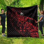 New Zealand Lawn Bowls Quilt Red Maori Warrior Tribal Silver Fern - Aussie Hoodie