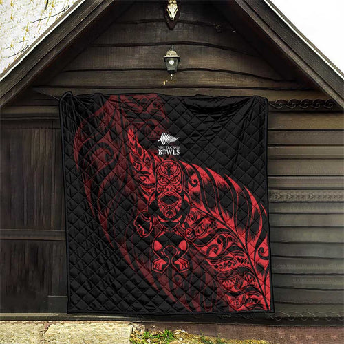 New Zealand Lawn Bowls Quilt Red Maori Warrior Tribal Silver Fern - Aussie Hoodie