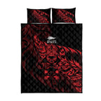 New Zealand Lawn Bowls Quilt Bed Set Red Maori Warrior Tribal Silver Fern - Aussie Hoodie